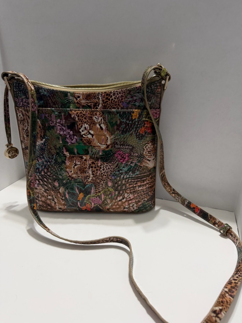 Brahmin Brown Multicolor Floral Leopard Bag - Picture 6 of 13